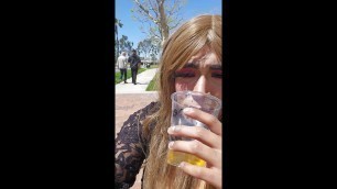 Public Pee Drinking And Chastity Unlocking