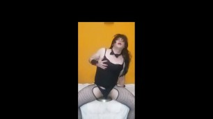 Trans Felixa fucking black dildo