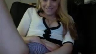 Blonde Tranny Teasing on her Live Cam Show.