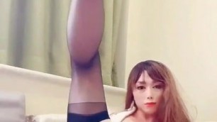 Japanese cd babe loves her stockings
