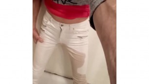 Stephanie Nichole Collier forced to piss white jeans