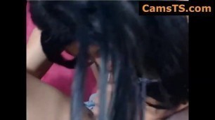 Latina Shemale Suckling her Huge Dickl