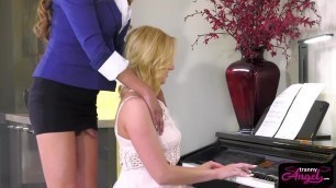 Gorgeous ts piano teacher Jessica Fox pounding tight pussy
