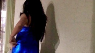 Sexy Rachelle Latina Trans In Slutty Blue Tight Dress