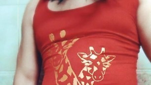 Masturbating in red panties