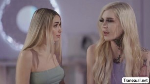 Blonde shemale fucks her dance partner