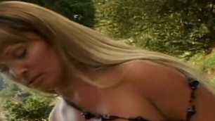 Horny stud fucks sexy babe hard outdoors after getting his dick sucked