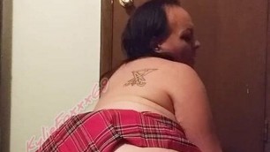 Naughty tranny schoolgirl slut Kylie Foxxx fucks her hole like a whore