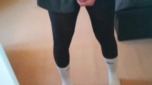 Playing with Uncut Clit in School Uniform