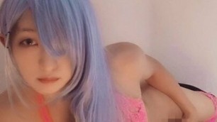 Crossdressing CHIKA Masturbates with Blue Hair Sample Videos