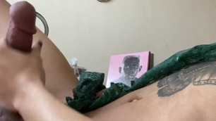Sensually stroking my hung girldick