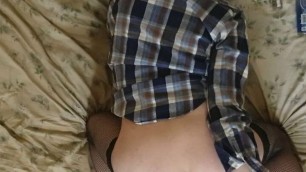 Sasha Earth sissy teen crossdresser slut fucks her big ass with sex toys dildo, anal masturbation stimulation stretching
