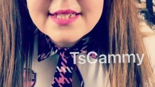 Trans girl Tscammy flirts teases and shows you what she thinks of your tiny penis