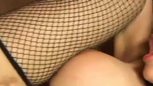 Long haired tranny deep throats a thick hard cock